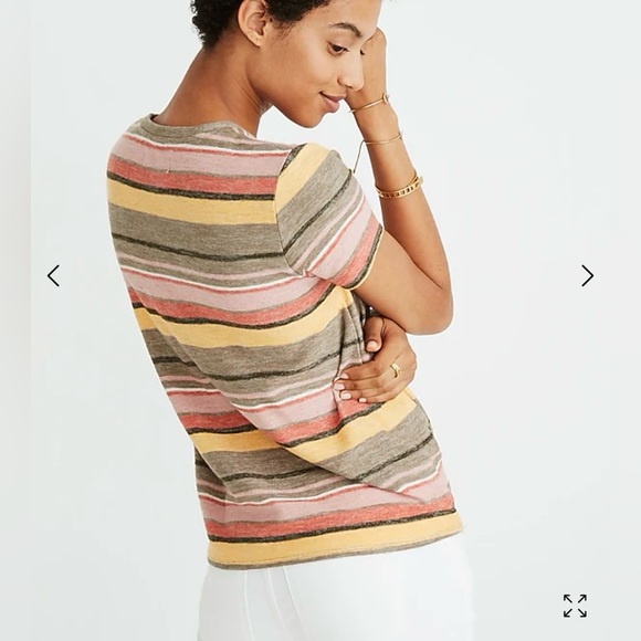 Madewell Texture & Thread Modern Tie-Front Top in Kieran Stripe Size Medium - Picture 4 of 12